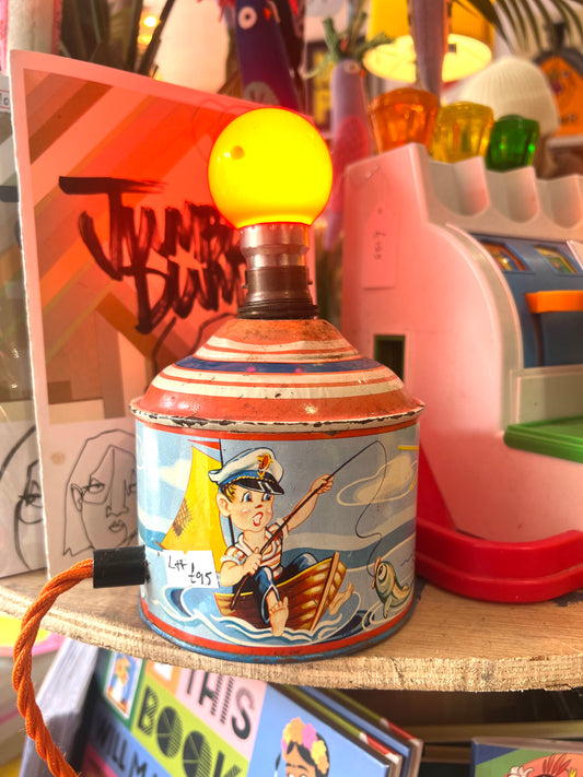 Vintage Toy Metal Tin Box Lamp by Lost & Foundry