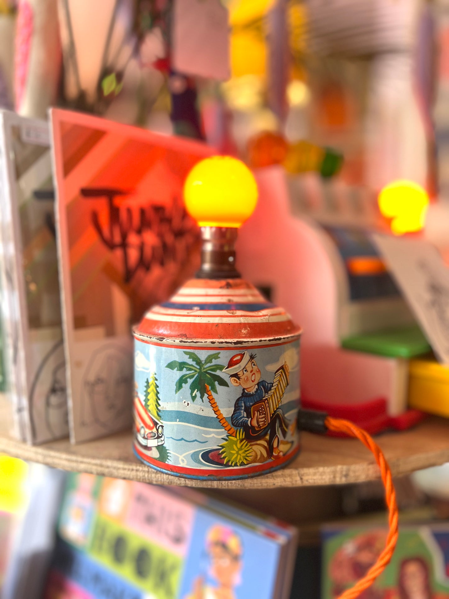 Vintage Toy Metal Tin Box Lamp by Lost & Foundry