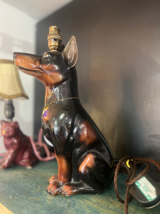 Vintage Large Doberman Dog Lamp by Lost & Foundry