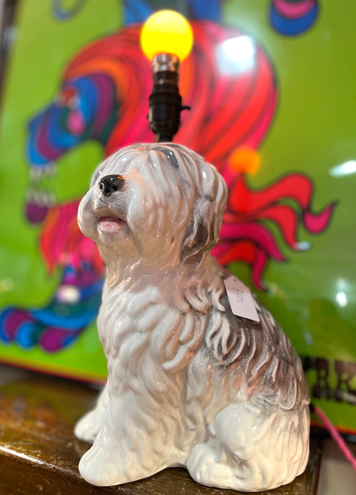 Vintage Large Old English Sheepdog Lamp by Lost & Foundry