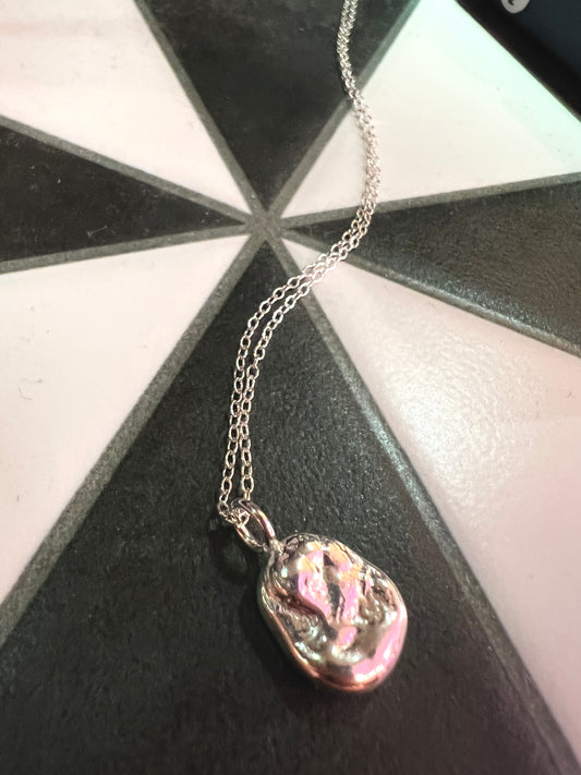 Silver Pendant With Chain By Thea Wates.