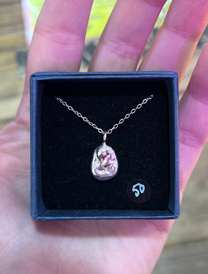 Silver Pendant With Chain By Thea Wates.