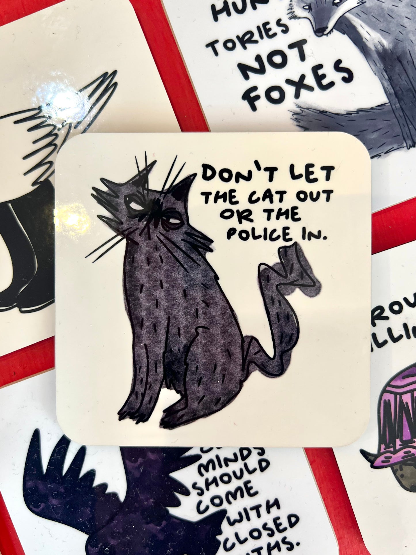 Don't Let The Cat Out Coaster by Daze Made