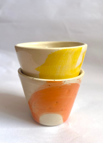 Yellow And Orange Ceramic Cups By Windmill