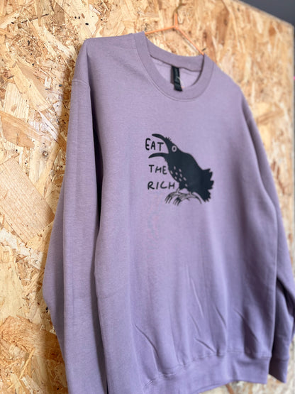 Eat The Rich Lavender Colour Jumper by Daze Made
