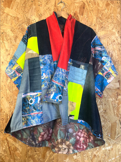 Patchwork Art Print ANd Vintage Fabric Kimono by RELAB