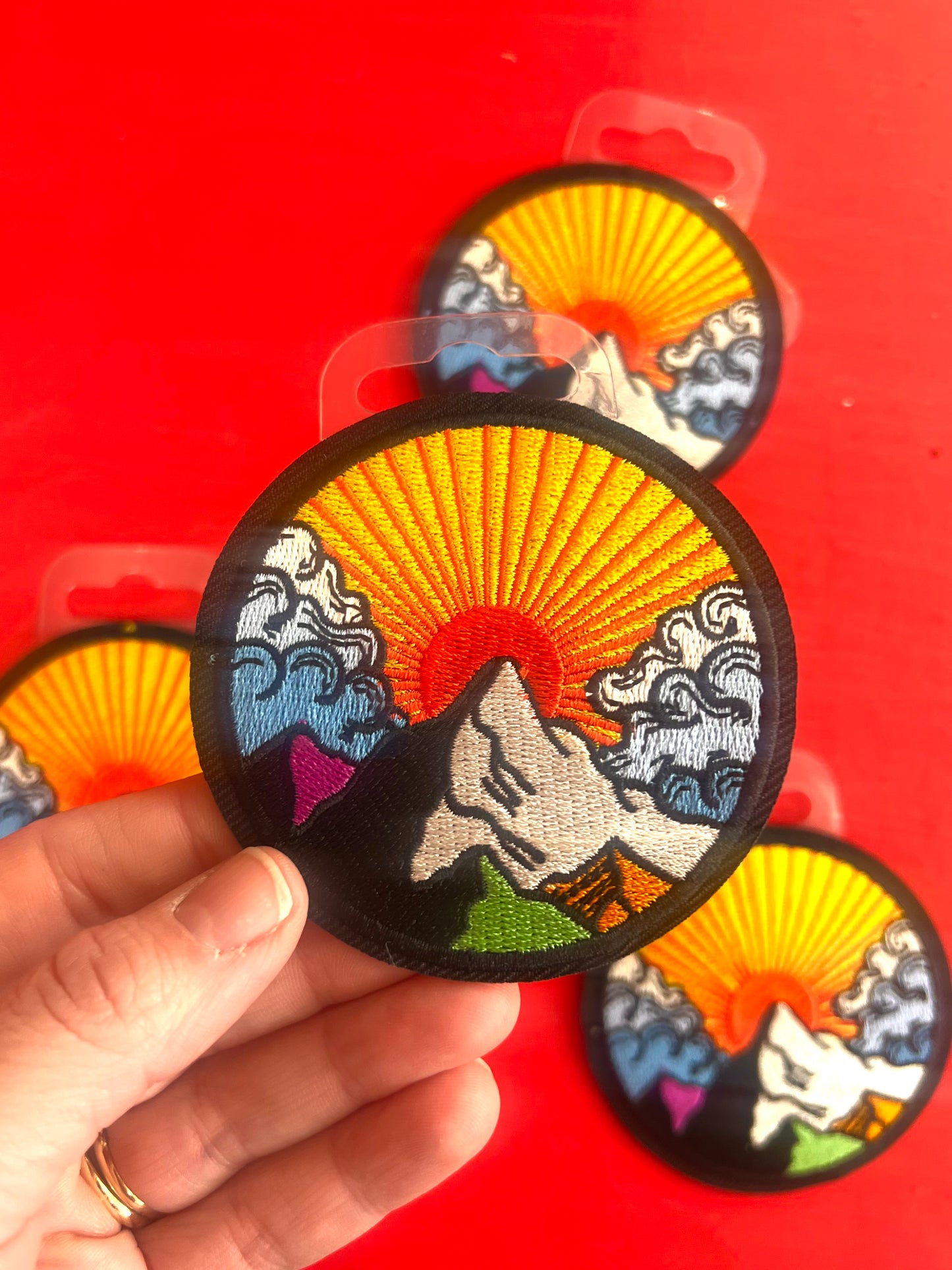 Mountain And Sun Embroidered Patch by Stanley Road