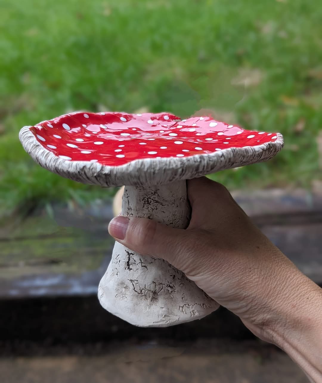 Toadstool Ceramic Cake Stand By Pixies Pottery