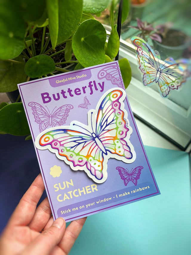 BUTTERFLY Sun Catcher Window Decal by Gleeful Hive