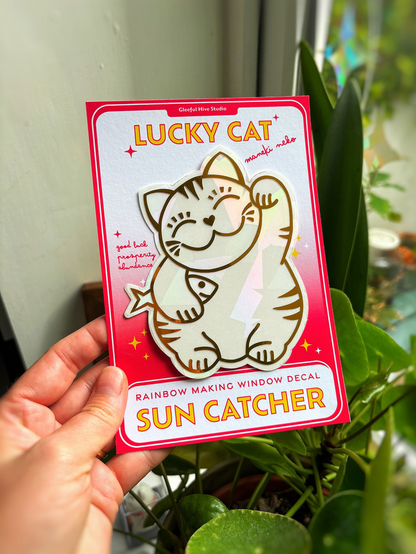 MANEKI NEKO Lucky Cat - Suncatcher Window Decal by Gleeful Hive