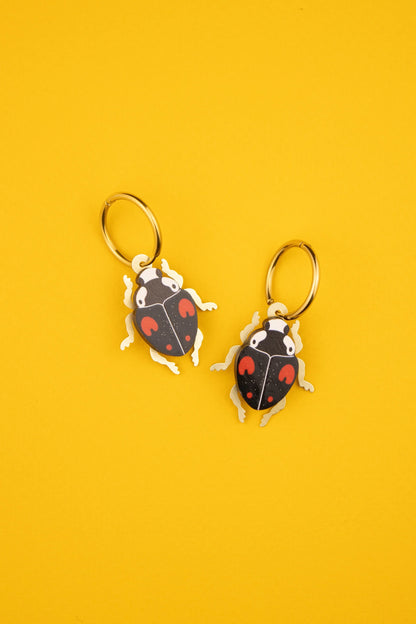 Red and Black Harlequin Ladybird Earrings By Misfit Makes