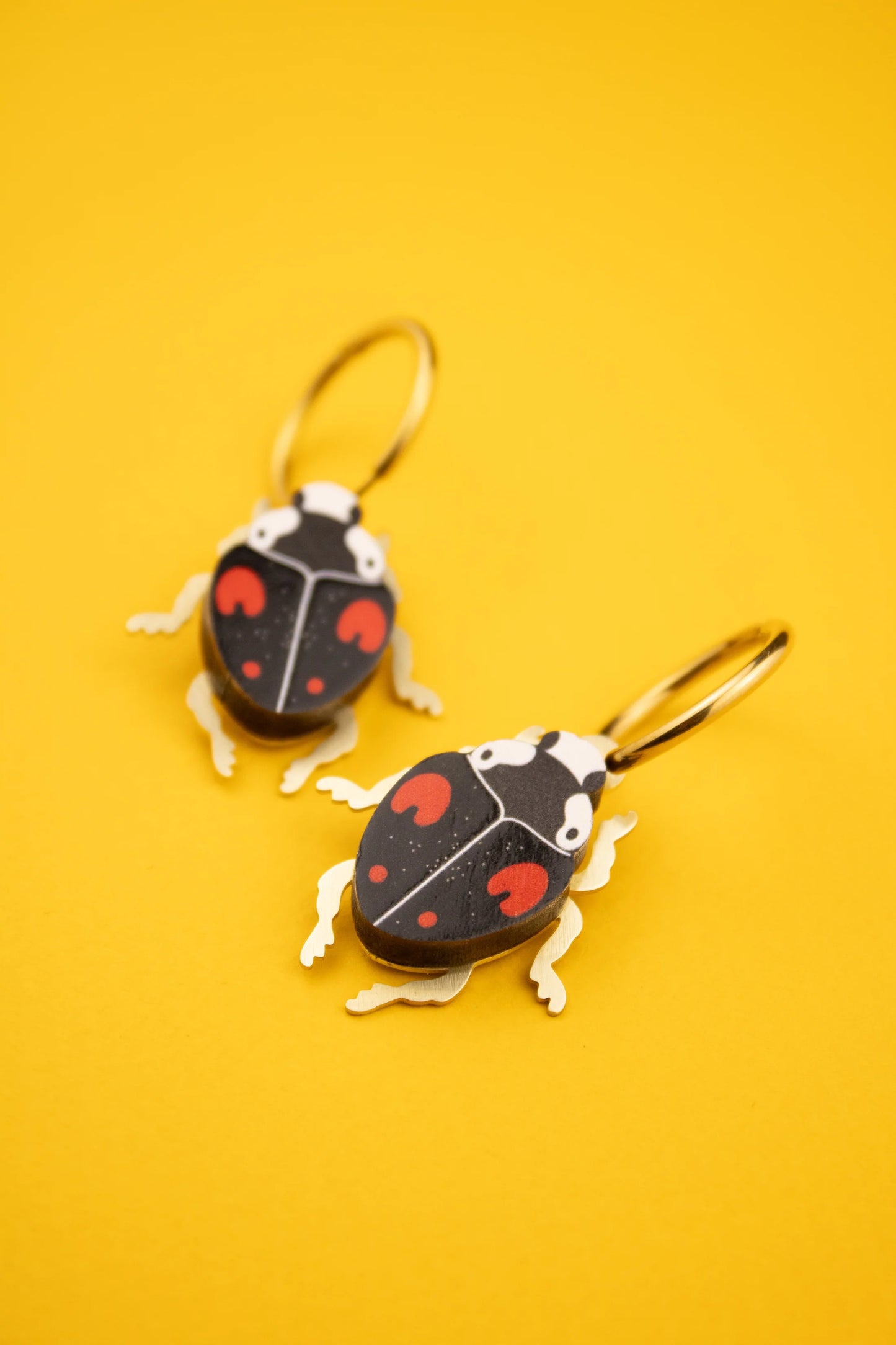 Red and Black Harlequin Ladybird Earrings By Misfit Makes