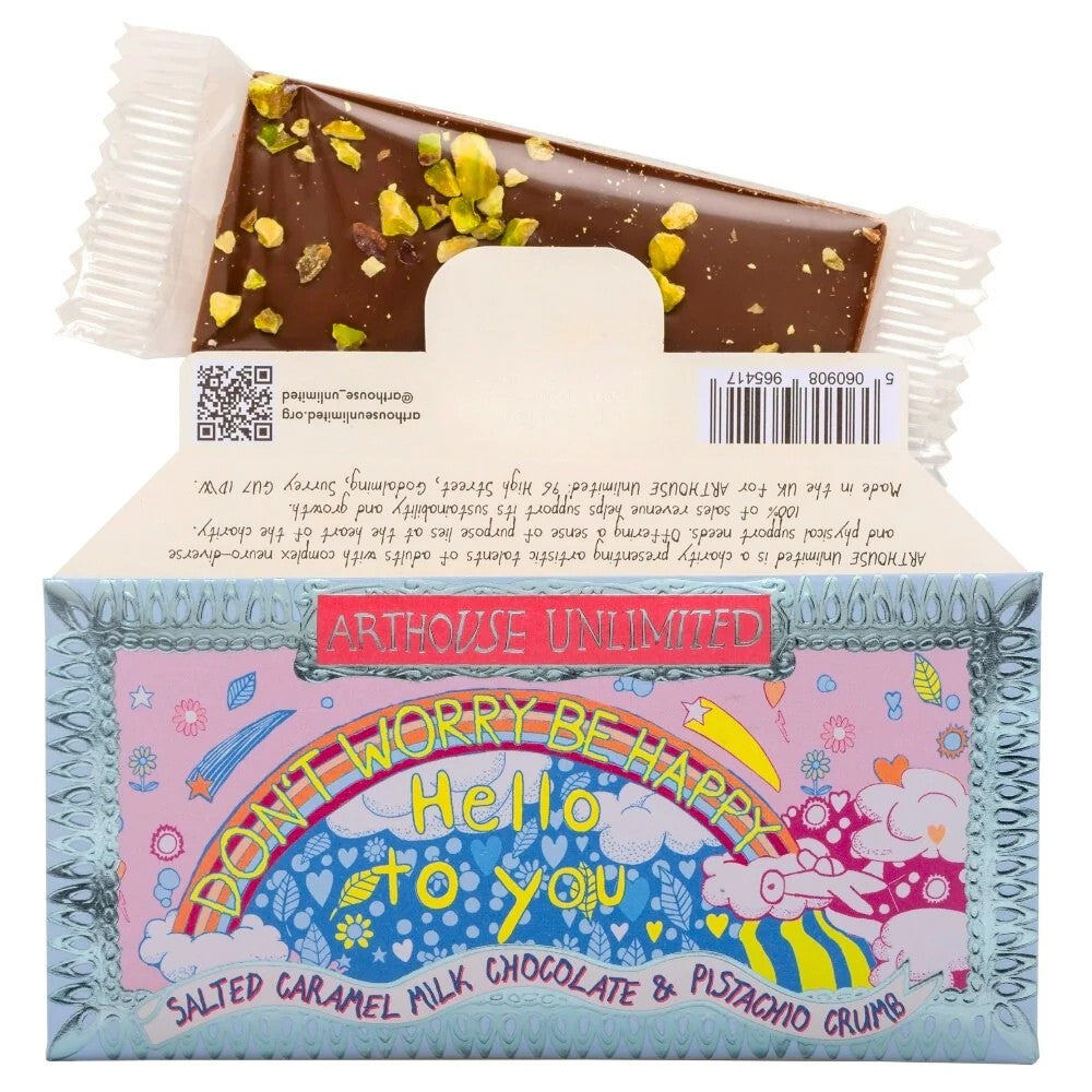 Joy Sized: Be Happy, Salted Caramel Milk Chocolate & Pistachio Crumb by ARTHOUSE