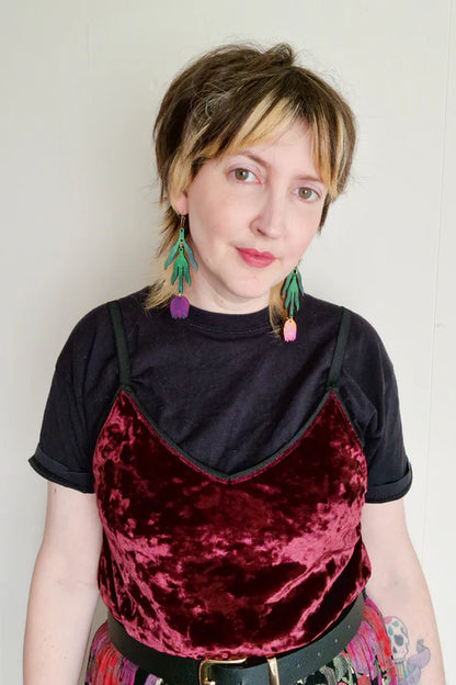 Purple and Peach Tulip Earrings by Misfit Makes