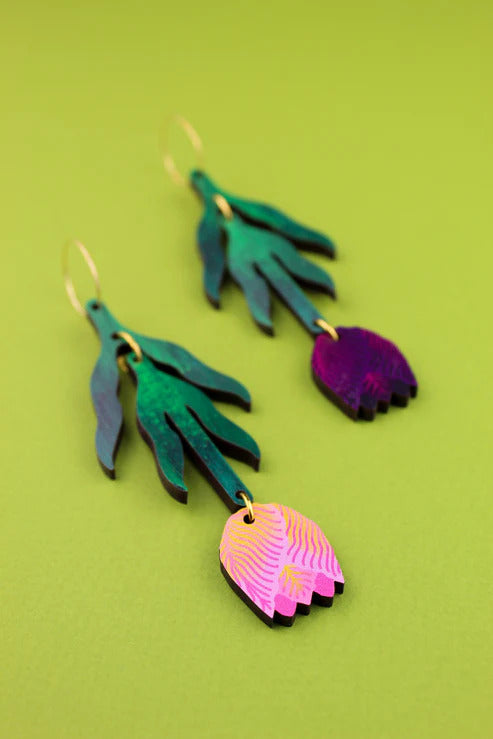 Purple and Peach Tulip Earrings by Misfit Makes