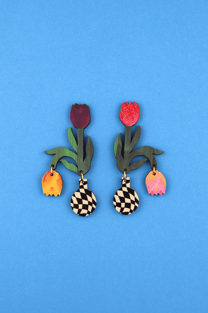 Tulip Vase Earrings by Misfit Makes