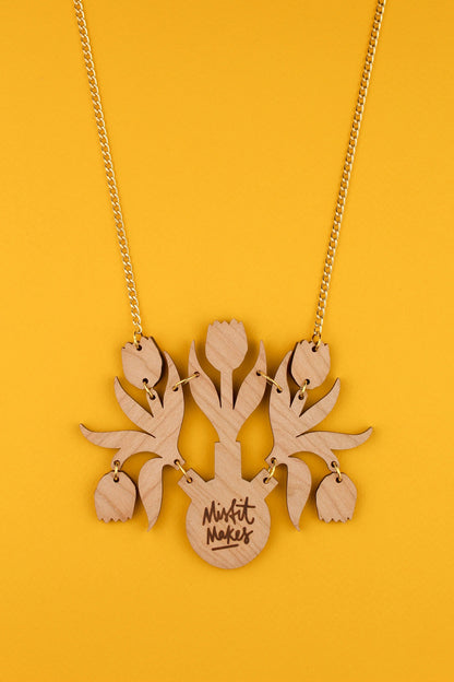 Tulips Vase Necklace by Misfit Makes