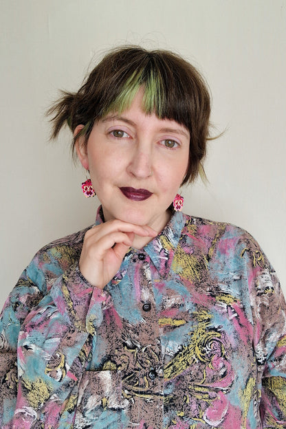 Red and Pink Pansy Earrings By Misfit Makes