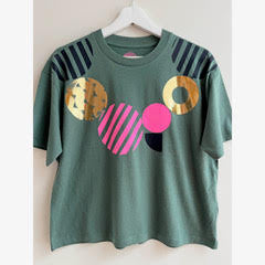 Geometric shapes, Gold Foil Neon Pink T-shirt  by Pinkijones