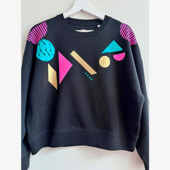 Geometric Pattern Black Sweatshirt by Pinkijones