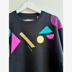 Geometric Pattern Black Sweatshirt by Pinkijones