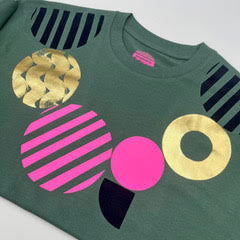 Geometric shapes, Gold Foil Neon Pink T-shirt  by Pinkijones
