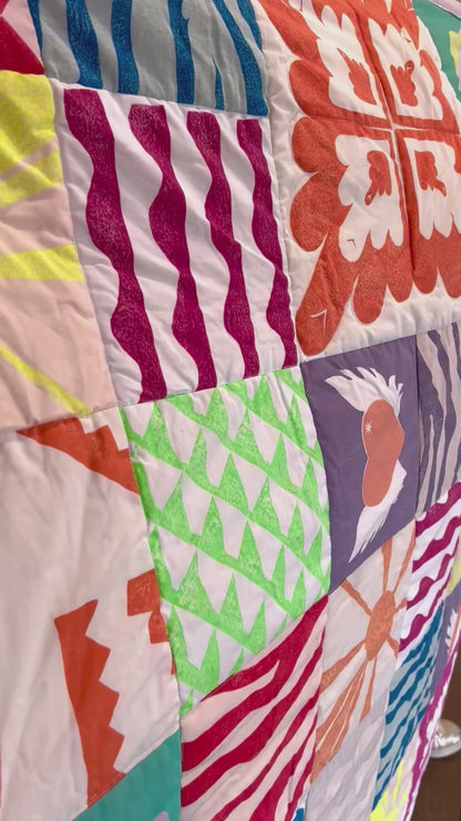 Hand Printed Patchwork Quilt By Your Mom
