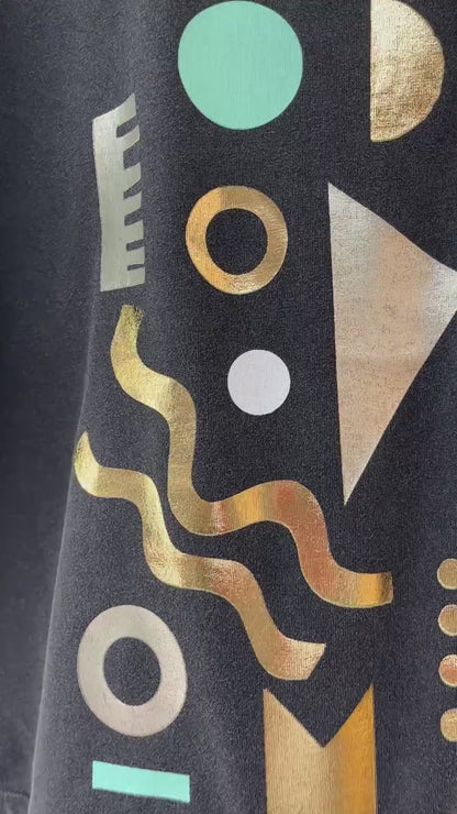 Screen printed Organic Cotton T-Shirt: Geometric shapes, Gold Foil Mint Design by Pinkijones