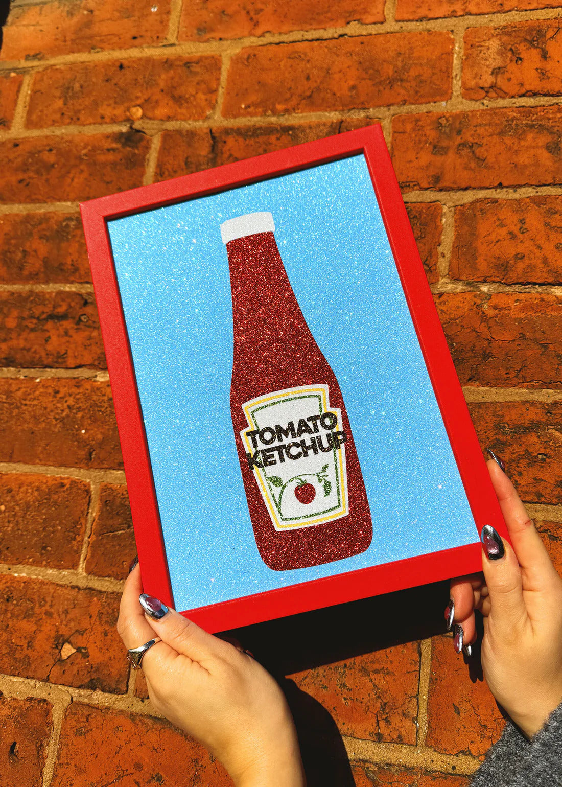 Tomato Ketchup - Glitter Fabric A4 Print by Printed Weird