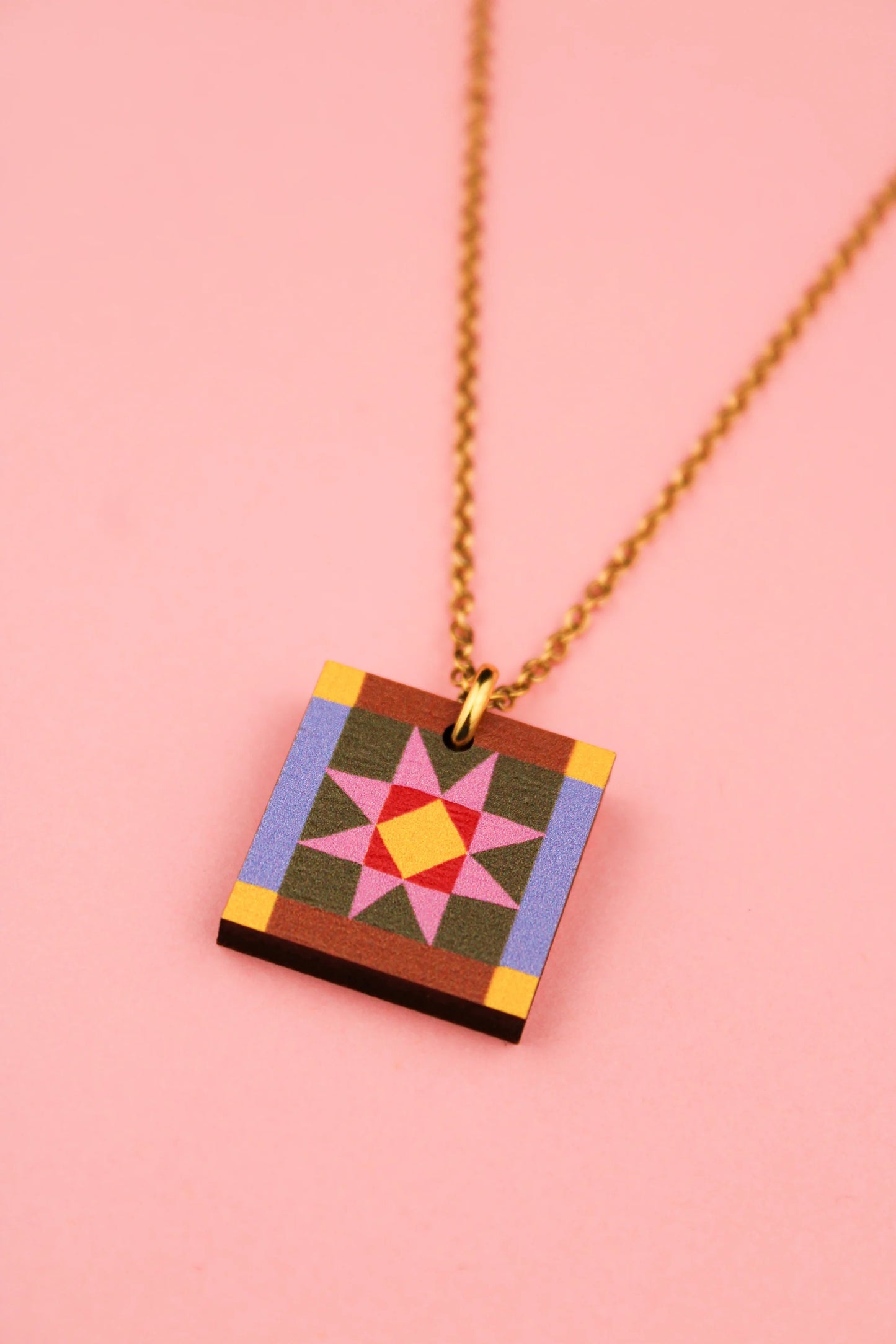 Sawtooth Star Pendant Brown and Blue by Misfit Makes
