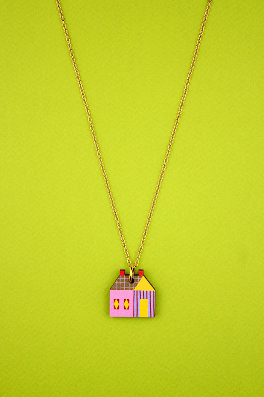 House Quilt Block Pendant  by Misfit Makes