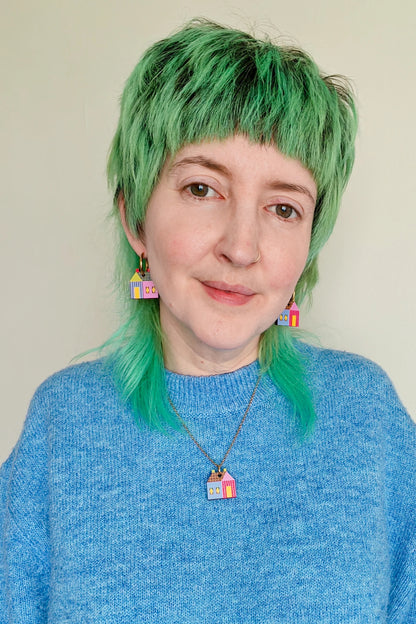 House Quilt Block Pendant  by Misfit Makes