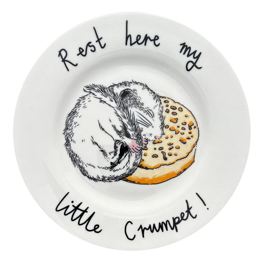 'Rest here my little crumpet!' Side Plate by Jimbobart
