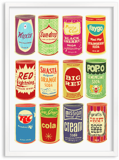 Retro Soda Cans Screen print by Patrick Edgeley