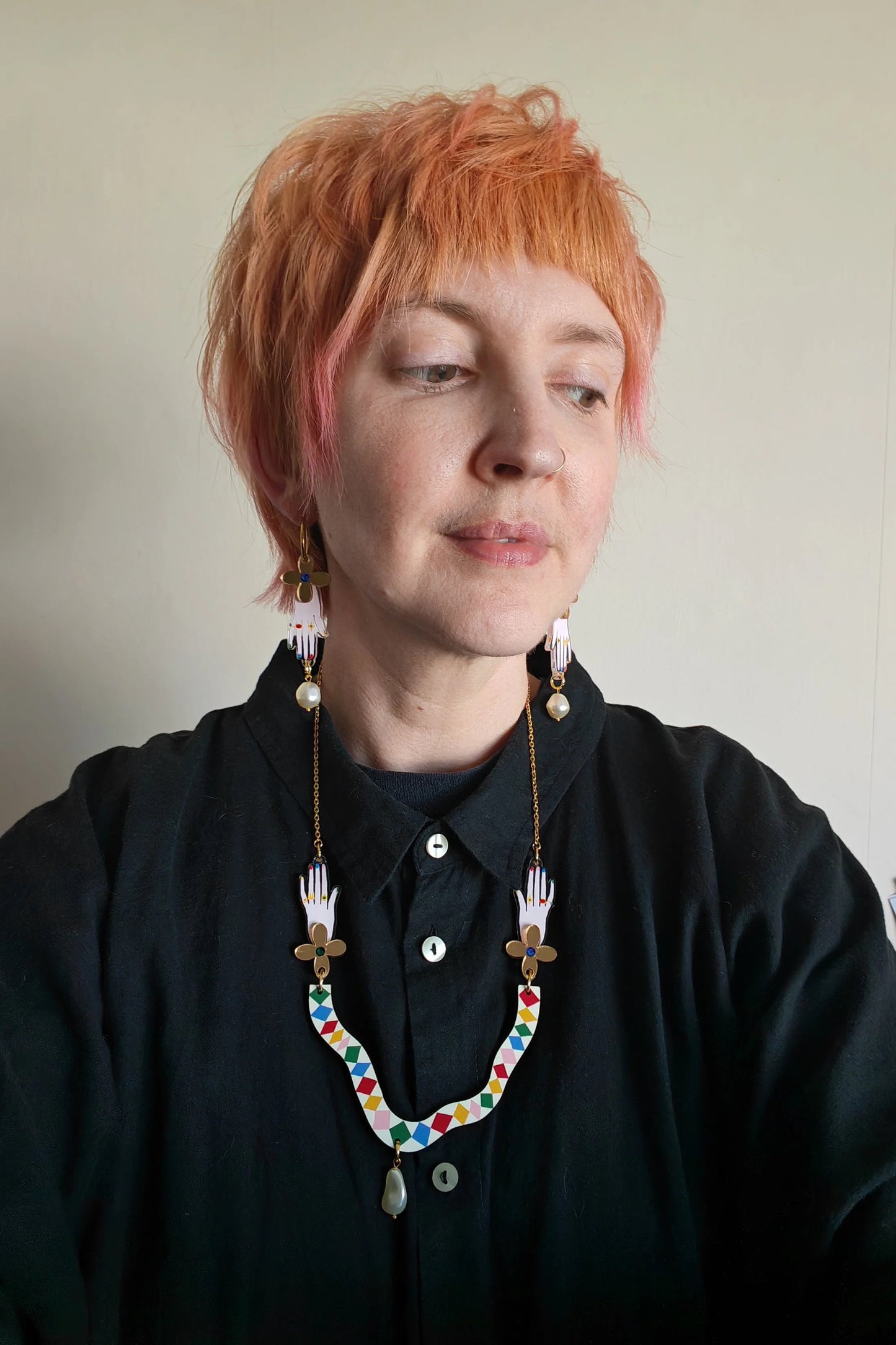 Harlequin Hand Necklace by Misfit Makes
