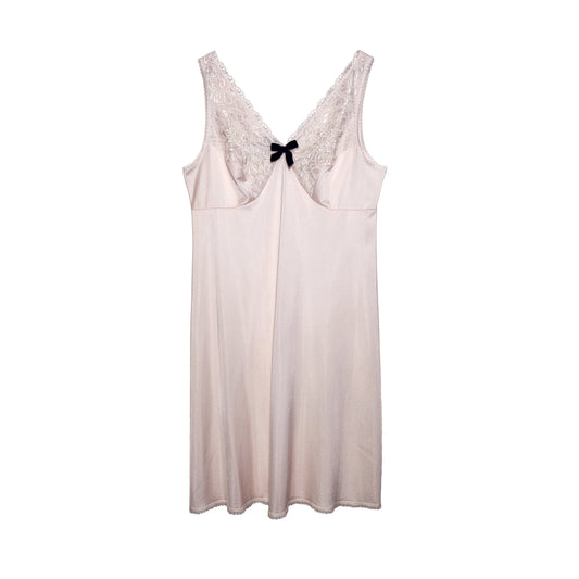 Blush Pink Slip Dress with Mini Black Velvet Bow by Odd Janko