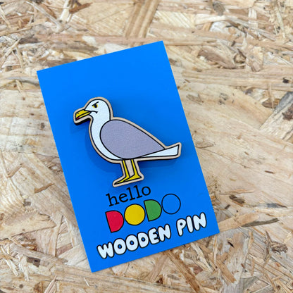Grumpy Seagull Wooden Pin by Hello Dodo
