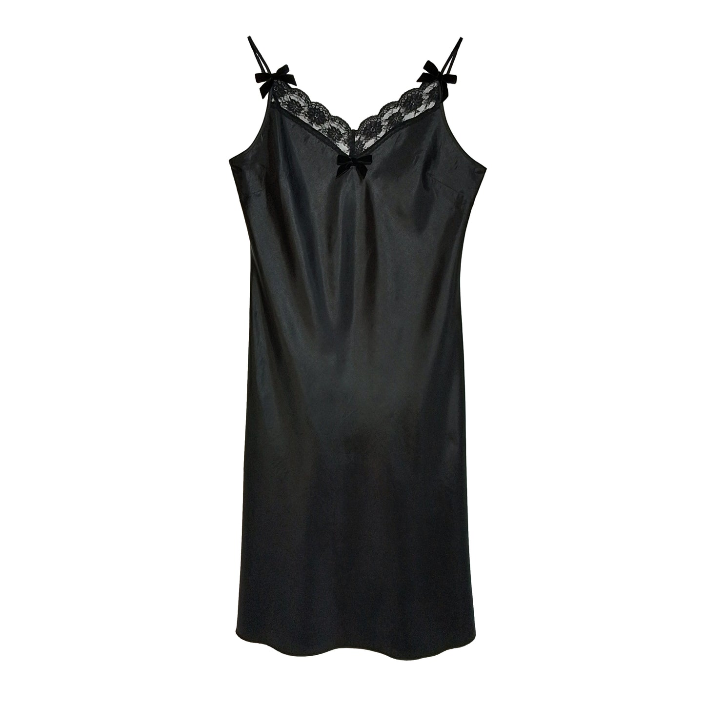 Vintage Black Slip Dress with Mini Black Bows by Odd Janko
