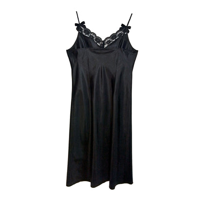 Vintage Black Slip Dress with Mini Black Bows by Odd Janko