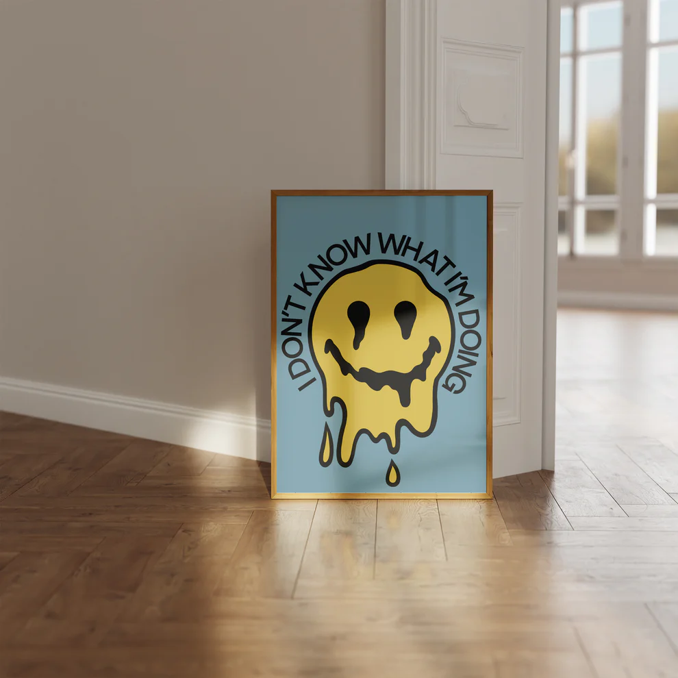 Melting Smile Retro Blue Print by My own Bohome