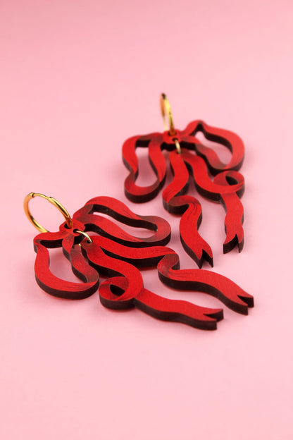 Red Bow Earrings by Misfit Makes