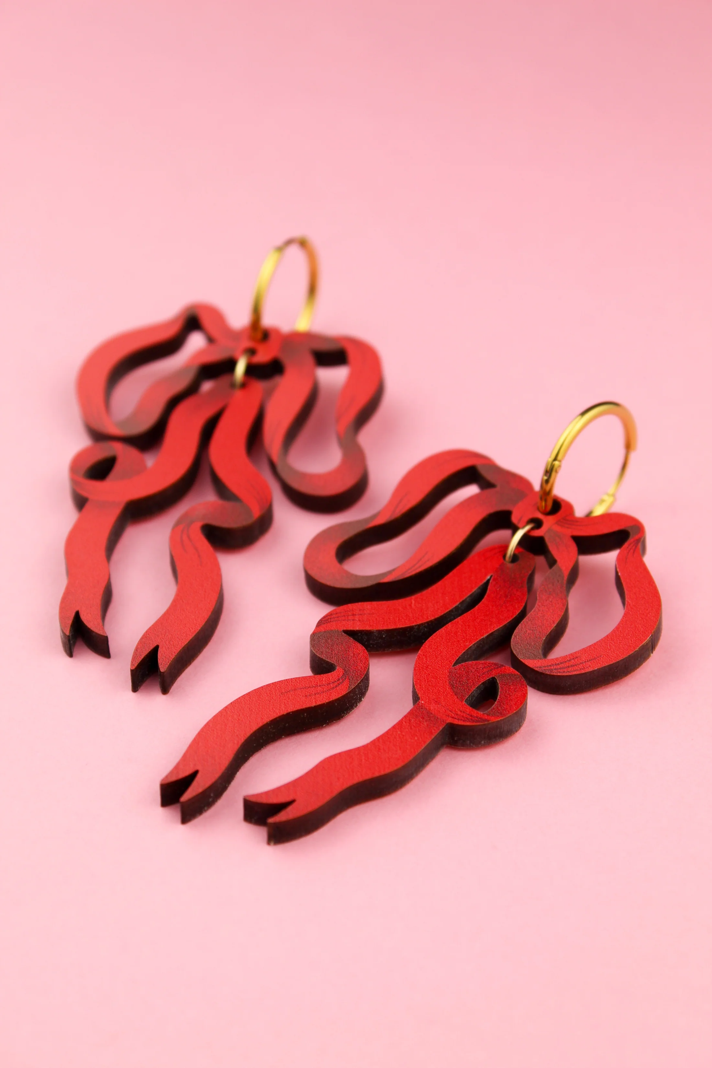 Red Bow Earrings by Misfit Makes