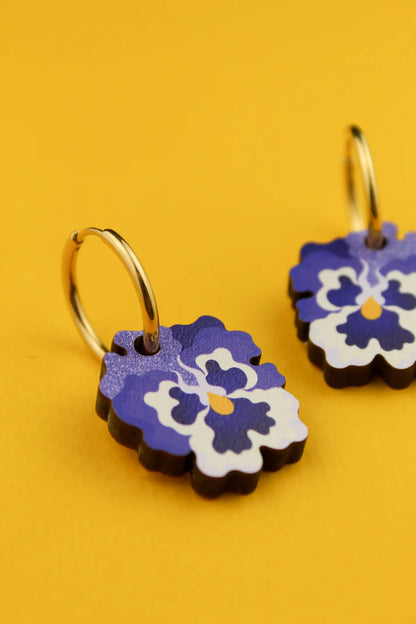 Blue Pansy Earrings by Misfit Makes