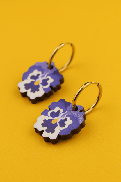 Blue Pansy Earrings by Misfit Makes