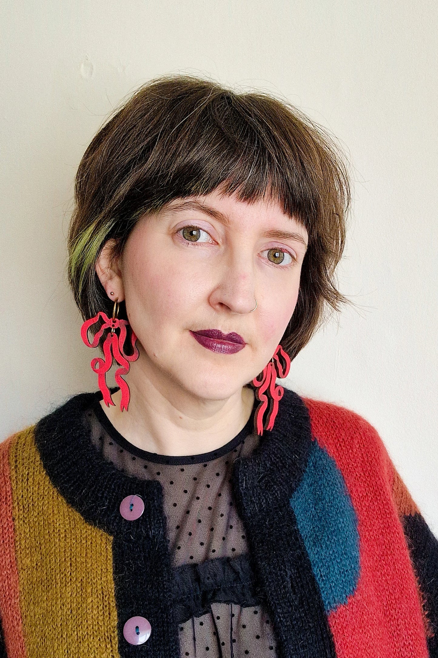 Red Bow Earrings by Misfit Makes