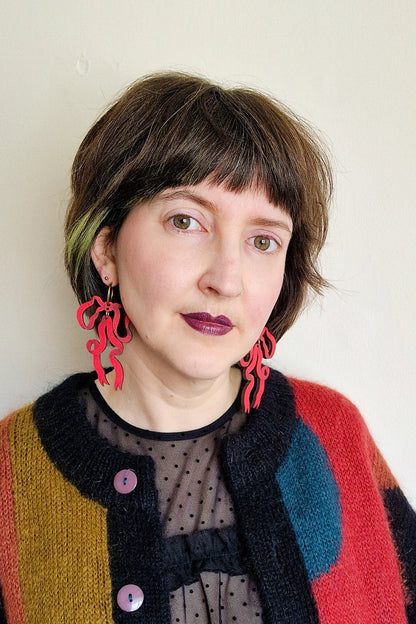 Red Bow Earrings by Misfit Makes