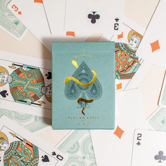 The Olympia Playing Cards in Sage Green by CAI & JO