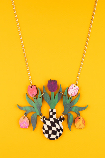 Tulips Vase Necklace by Misfit Makes