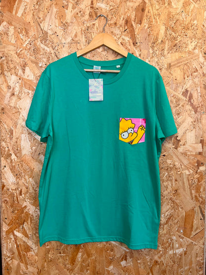 Reworked Turquoise Pocket Tee With Lisa Simpson by Silly Girl Club